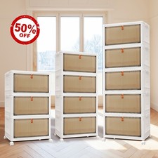 Large Folding Storage Box Stackable Case Cabinet Closet Home Organizer on Wheels