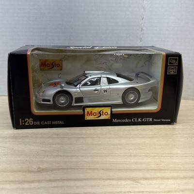Maisto 1:26 Mercedes CLK-GTR Street Version Silver Diecast Car Wurth NIB
