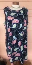 TALBOTS NAVY BLUE DRESS Sz 3X NEW NWOT Great Colors EZ CARE Midi Ruffle Neckline