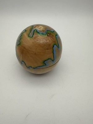 Wood Handcrafted Globe Trinket Box  Decorative Ball, *See Description