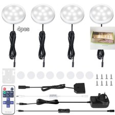 4× AIBOO Under Cabinet Kitchen Lights Wired Plug in + Remote Day White 6000K LED