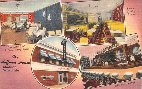 Hoffman House Modern Restaurant & Lounge Madison WI Multi-View 1950s Postcard