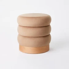 Threshold designed w/Studio McGee Round Ottoman Channel Glam Light Brown