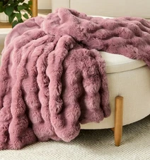 Violet Bubble Faux Fur Ultra Soft Luxury Oversized Throw Blanket 50" x 72" Pink