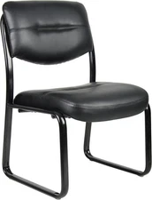 Boss Office Products Leather Sled Base Side Chair in Black unspecified, 