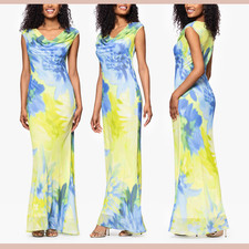 NWD 269 Betsy  Adam  8  Isabel Chiffon Cowl Neck Gown Citrine Yellow u1554