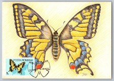 Romania 1985 Butterflies Set of Six FDC Maxi Cards w/Pict Butterfly Cancel