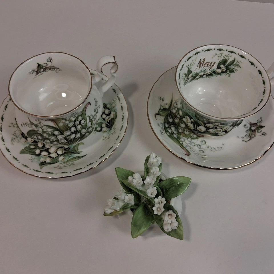 Taza de té y platillo Royal Albert Lily of the Valley flor del mes de mayo Foto 2 de 4