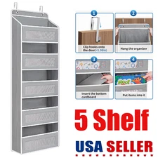 Over The Door Organizer Storage, 5 Shelf Hanging Door Organizer with 5 Pockets
