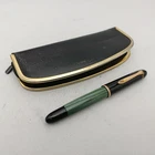 PELIKAN 140  Green Striped Piston Fountain Pen 14k EF Flex Nib Vintage in Pouch
