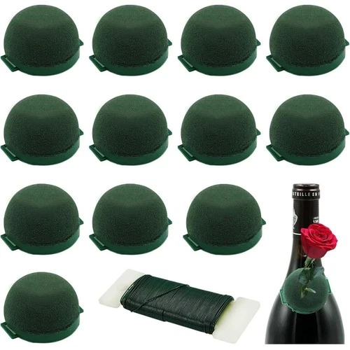 12 Pack Green Floral Foam Holders Half Round Shape with Wire for Floral Design