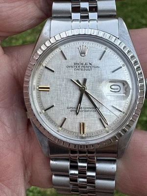 rolex datejust 1603 Cadran Lin index Or 18k - Photo 1/4