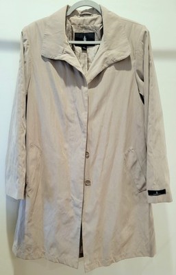CLASSIC London Fog Minimalist Beige/Tan Raincoat Long Line Lined Logo Size M Reg