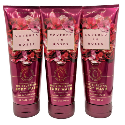 NEW Bath & Body Works Lot of 3 Tubes Covered In Roses Moisturizing Wash 10 oz