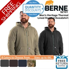 🔥 Berne Apparel Men's Heritage Thermal Lined Hooded Sweatshirt Up To 4XL SZ101