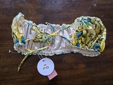 NWT Pilyq Amanda Stanton M OSS Remi Ruched Bandeau Bikini Swim Top 125172