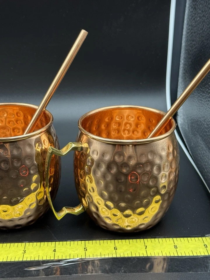 5件套加州储藏室铜莫斯科骡子马克杯带4根吸管-锤形饰面 — 第 4/4 张图片