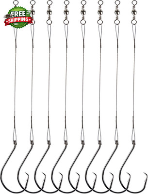 Fishing Circle Hooks Saltwater 50Pcs Leader Hook Rigs for Catfish Bass