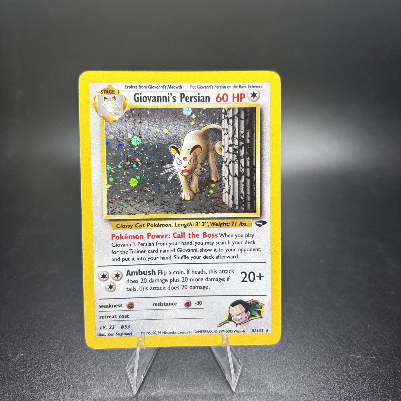Giovanni's Persian 8/132 - Gym Challenge Unlimited Holo Rare Pokemon TCG NM -g