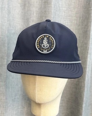 Melin Coronado Hydro Hat Anchored In Quality Navy Blue Open Sea Adjust Snapback 