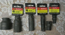 Lot of 6, AmPro, 3/8" Drive, 6 Point, Deep Impact Socket,  SAE Standard
