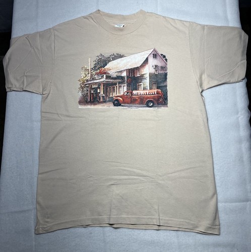 VTG Single Stitch Air Waves Mobil Gas Station T Shirt Size XL USA Made Pegasus