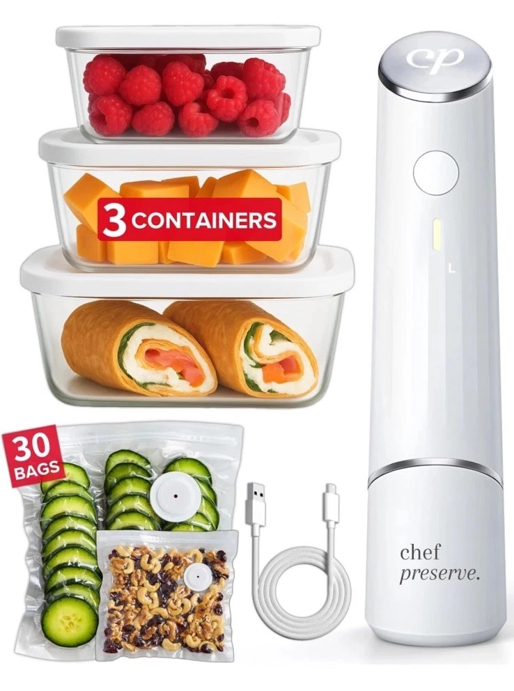 Compact Vacuum Sealer for Food Vacuum Sealer Machine + 3 Glass Vacuum Contain