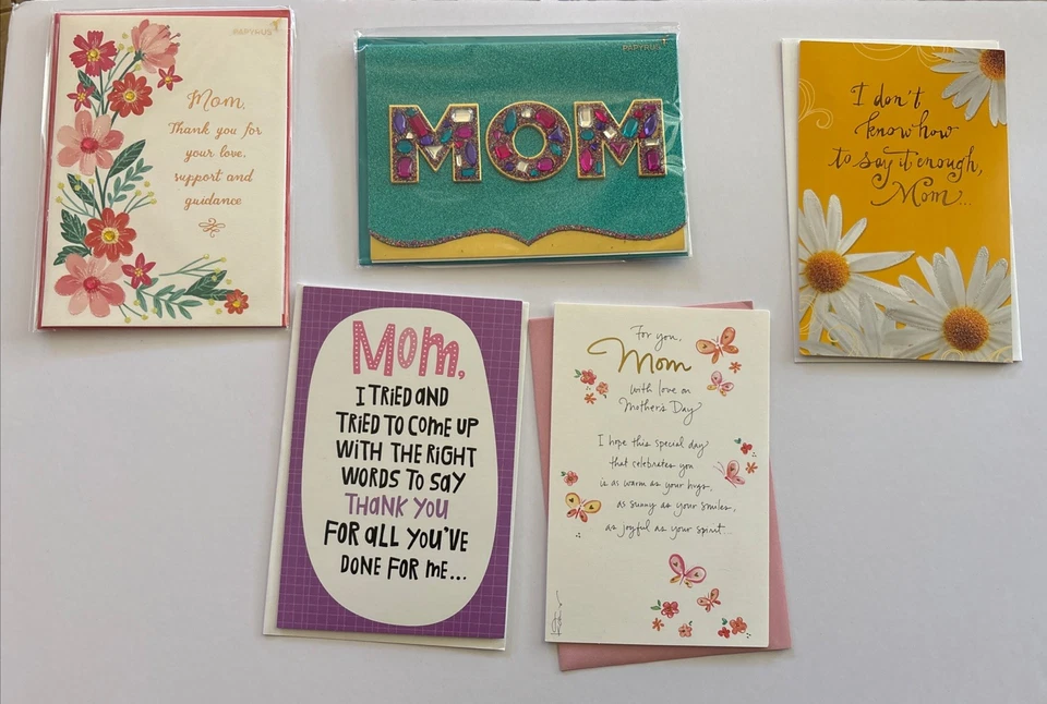 Nuevo PAPYRUS & American Greetings Lote De 5 Tarjetas Del Día de la Madre L@@K!  #1087 Foto 2 de 4