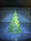 Fenton Aqua Carnival Glass Christmas Tree 3” UV Glow