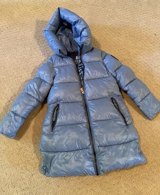 Kids Save The Duck Long Puffer Coat In Blue 8 Years Bin 15