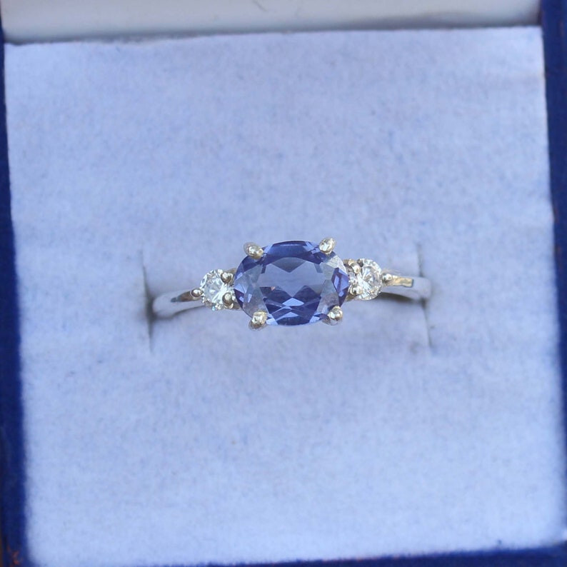 Tanzanite Ring Sterling Silver Ring Women Engagement Ring Promise Gift For Her-image