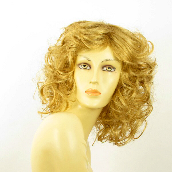 Perruque femme bouclée mi-longue Jamelya 24B blonde dorée synthétique