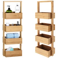 Casaria® Badregal Regal Bambusregal 88X16X28 Cm Standregal KüChenregal Korbregal