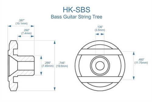 Árbol retenedor de cuerdas para bajo redondo - 2 piezas - níquel - Imagen 3 de 3