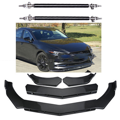 Carbon Fiber Front Bumper Spoiler Body Kit + Strut Rods For Mazda Speed 3 6 RX