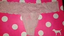 NeW Vs all over floral lace thong Panty Size medium chalk rose 