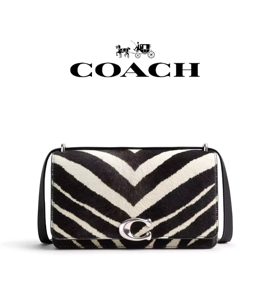 COACH Bandit 2way Shoulder Bag Crossbody Zebra Print CM563 Haircalf Leather New