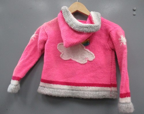 Little Cotton Dress Jacket Size 4 Pink Full Zip Girls 100% Wool Hoodie Sweater - Picture 8 of 9