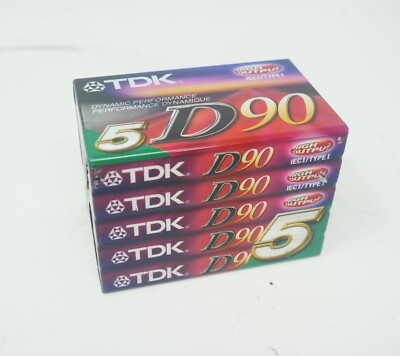 SEALED! Lot 5 TDK D60 High Output Blank Audio Cassette Tapes New