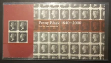 GB 2000 Penny Black 1d Block Of 4 Royal Mail Reproduction In Presentation Pack
