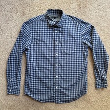 Banana Republic Shirt Mens Large Soft Wash Slim Fit Long Sleeve Blue Check