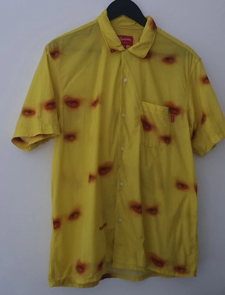 Chemise FW19 Supreme Eyes rayonne S/S taille M jaune moyen manches courtes