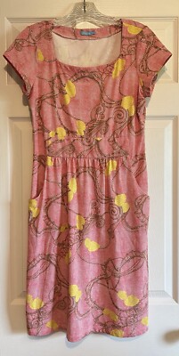 J. McLaughlin Women s Emma Dress Red Catalina Cloth Cap Sleeves Seashells Medium