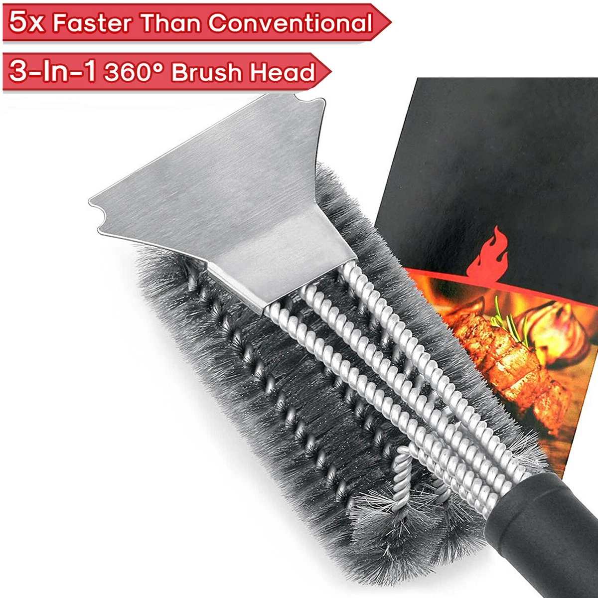 BBQ Grill Cleaning Brush Stainless Steel Barbecue Cleaner Scraper