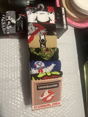 Ghostbusters the Movie 6 Pair CREW SOCKS Men Size 8-12 hyp NEW
