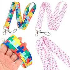 AWARENESS Lanyard AUTISM Breast Cancer School Teacher ID Keychain Neck Strap