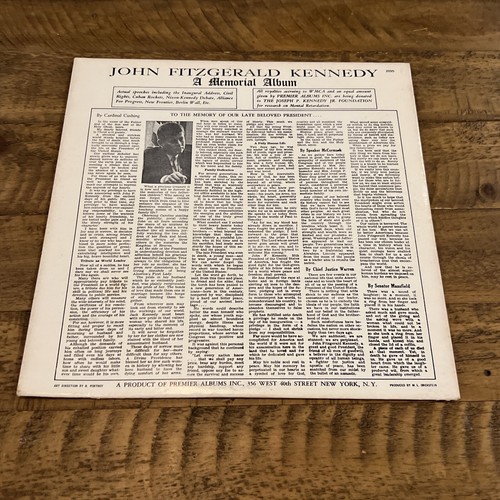 JFK John Fitzgerald Kennedy A Memorial Album LP Vinyl Record - Picture 2 of 5
