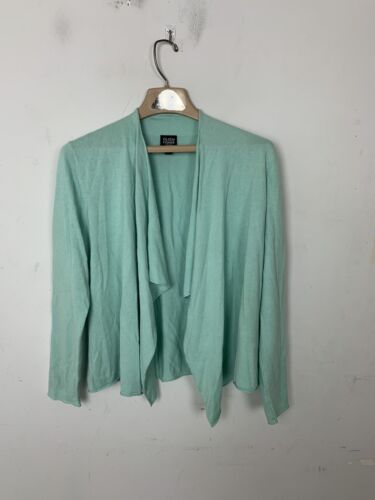 Eileen Fisher Womens Cardigan Sweater M Petite Green Silk Cashmere Blend Open - Picture 1 of 9