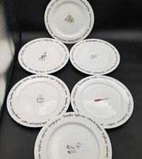 6 Pottery Barn Bar Cocktail Lingo Appetizer Plates 8"  Drink Recipes Set of 6