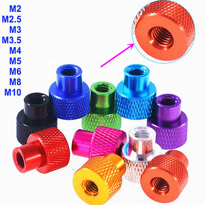 Knurled Thumb High Type Nuts Hand Grip Knobs Al Alloy Anodizing M2-M10 For Model